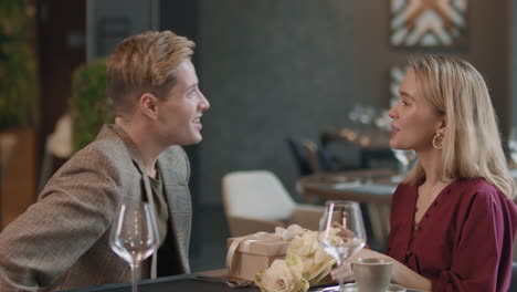 couple celebrating at a restaurant