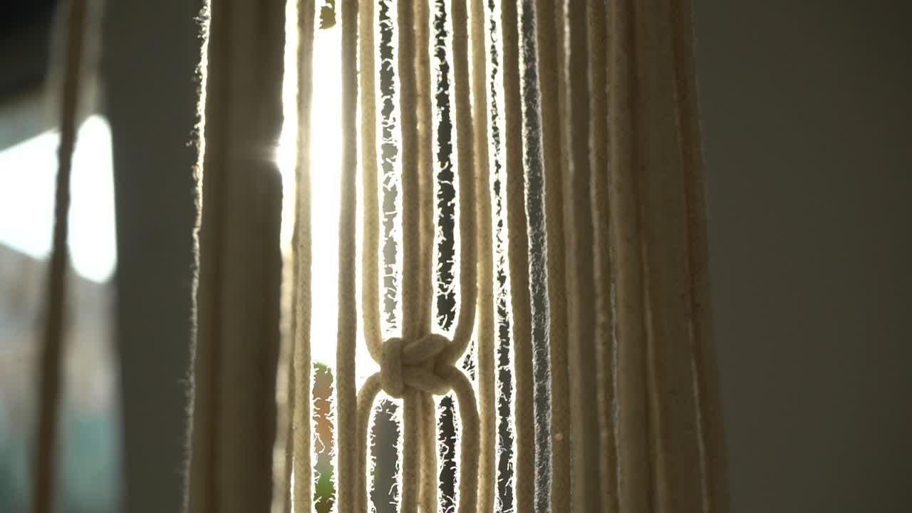 macramé knitted curtains with sunburst