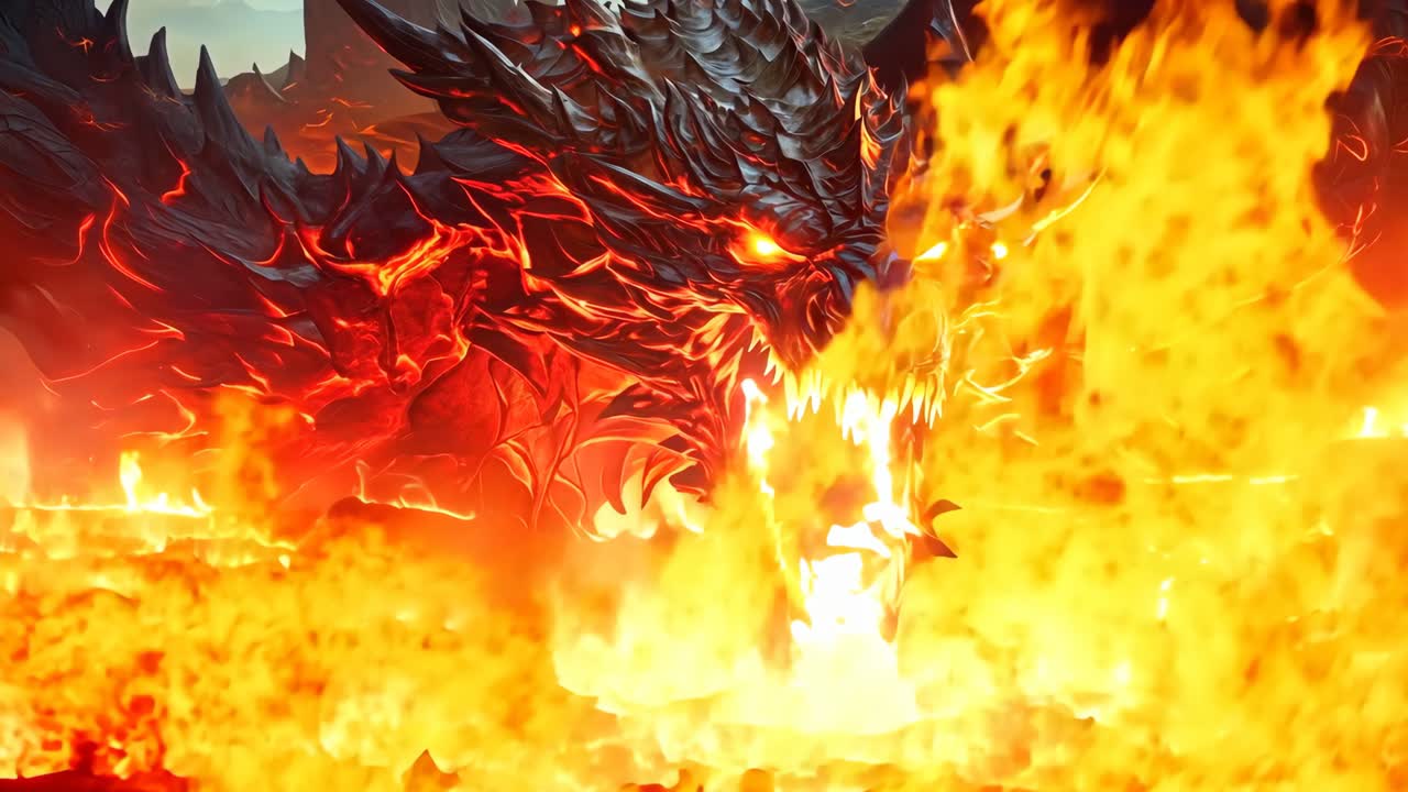 은 눈과 불타는 이빨을 가진 용