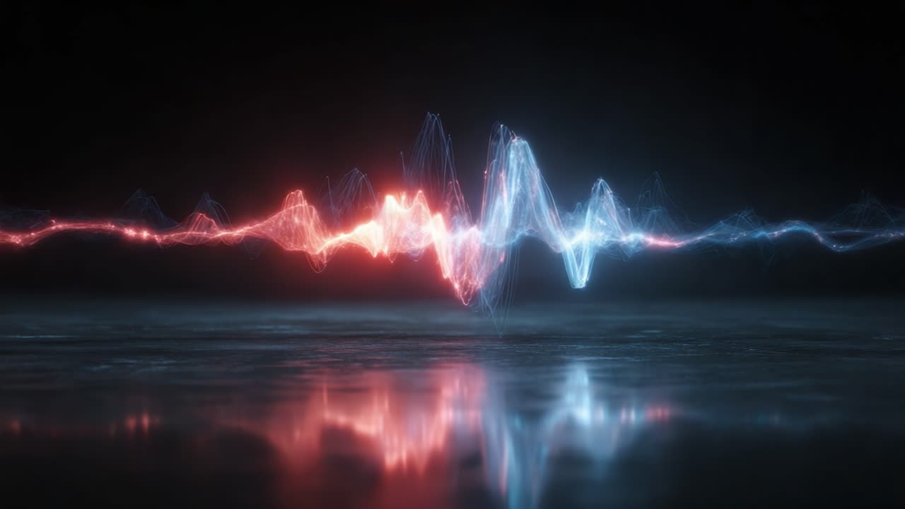Dynamic Visualization of Sound Waves Illustrating Vibrant Energy and Rhythm in a Breathtaking Spectrum of Colors Reflecting on a Sleek Surface