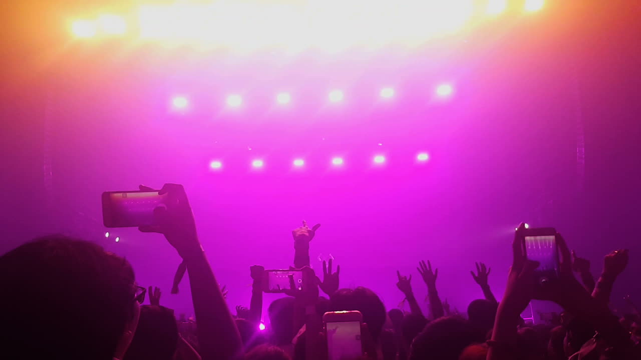 La gente felice balla in un concerto di festa in un nightclub