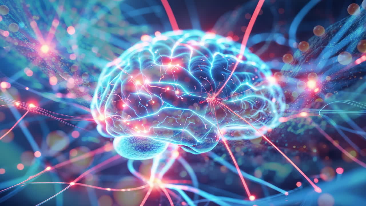 Abstract Digital Brain with Neural Network Connections and AI Concepts