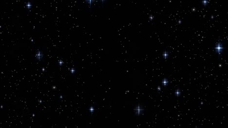 Animation-of-glowing-blue-stars-on-night-sky-black-background