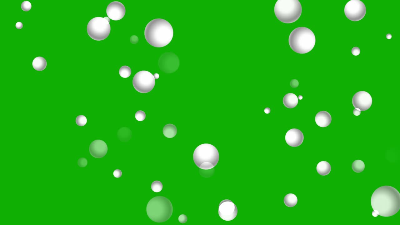 White spheres motion graphics with green screen background