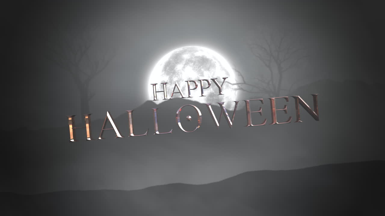 밤에 신비로운 숲과 달과 함께 해피 할로윈