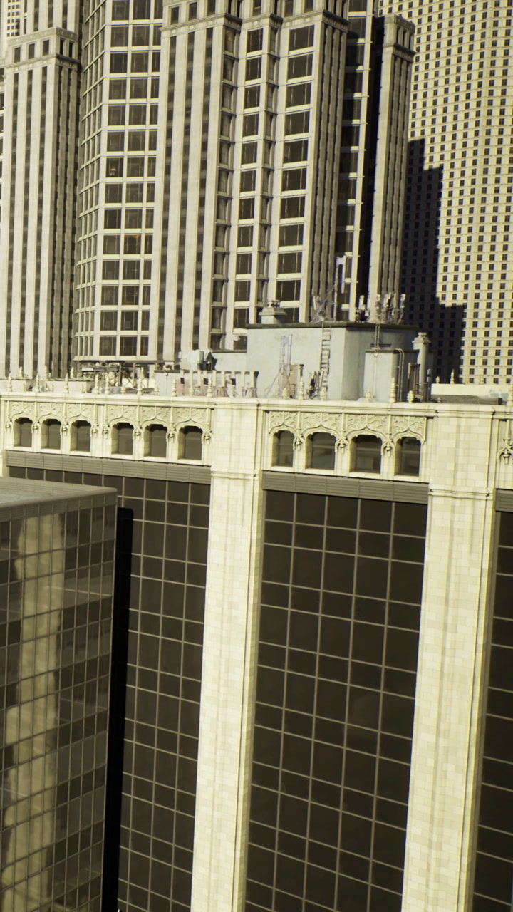 View of tall buildings with different architectural designs in a city setting