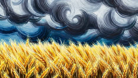 stormy wheat field