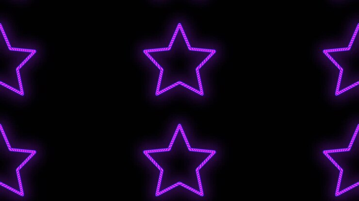 Motivo a stelle viola pulsante con luce al neon in stile casinò