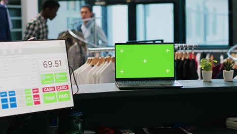 laptop computer with greenscreen display