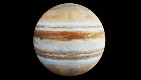 realistic 3d animaton of planet jupiter slowly spinning. elements of this media furnished by nasa. seamless looping isolated 4k video, luma matte attached.