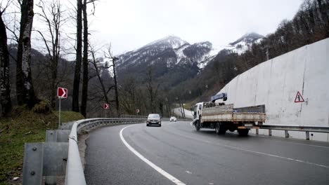 mountain road in winter