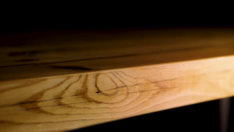 close-up of wooden table edge