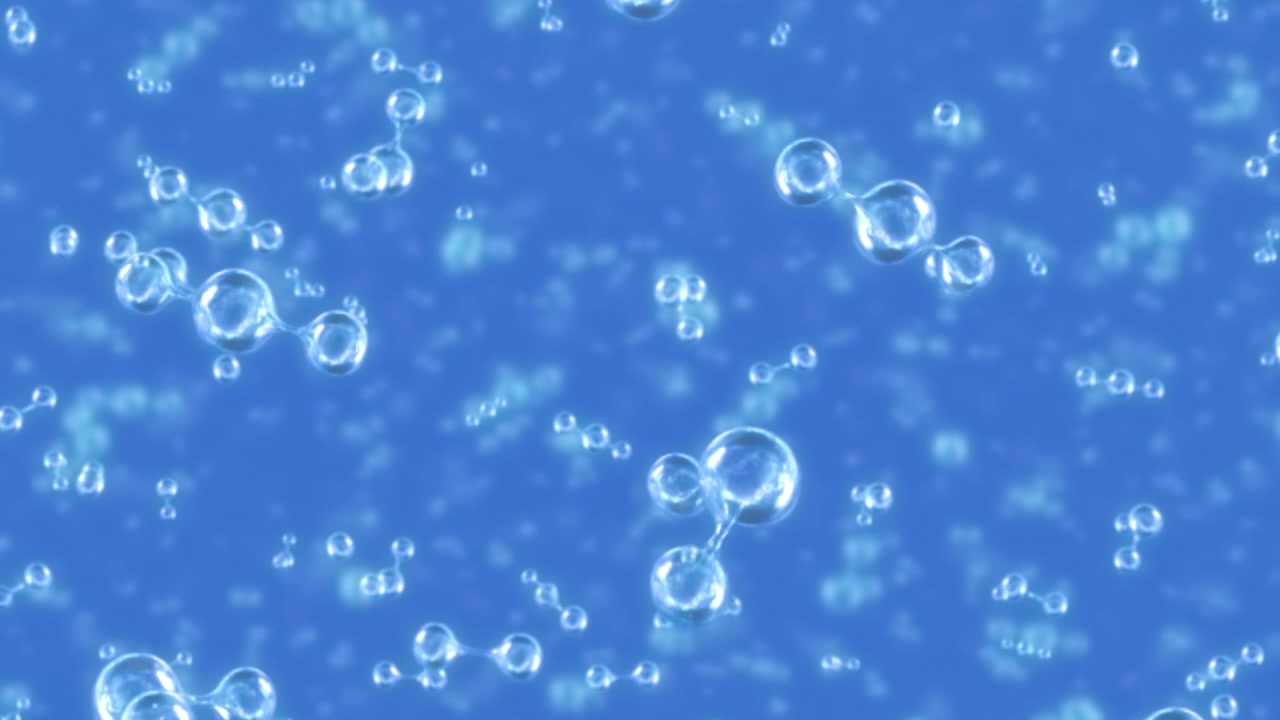 Zoom sulle molecole. Questa animazione 3D che ingrandisce le molecole può anche essere usata al contrario se è necessario rimpicciolire.