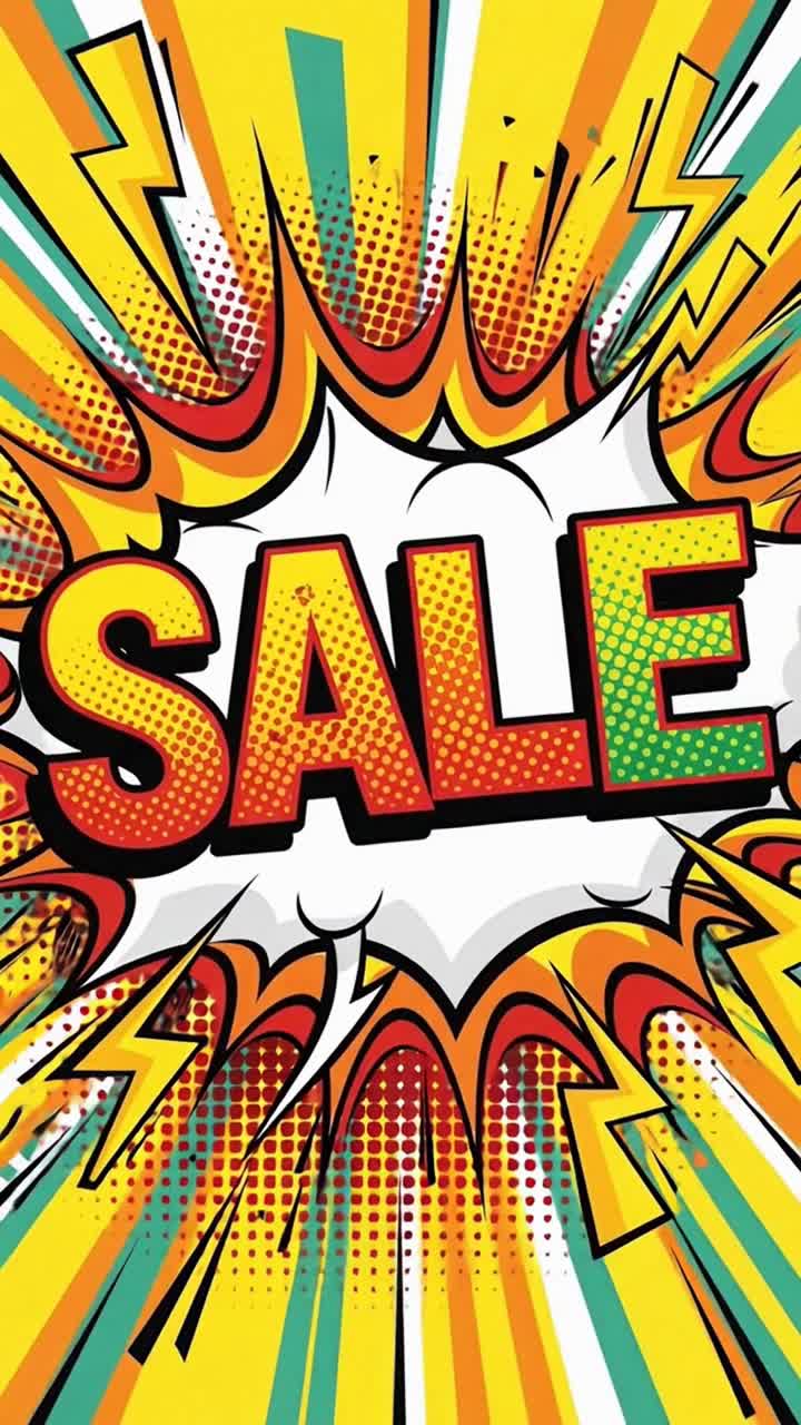 A comic book style poster with the word Sale written in bold letters