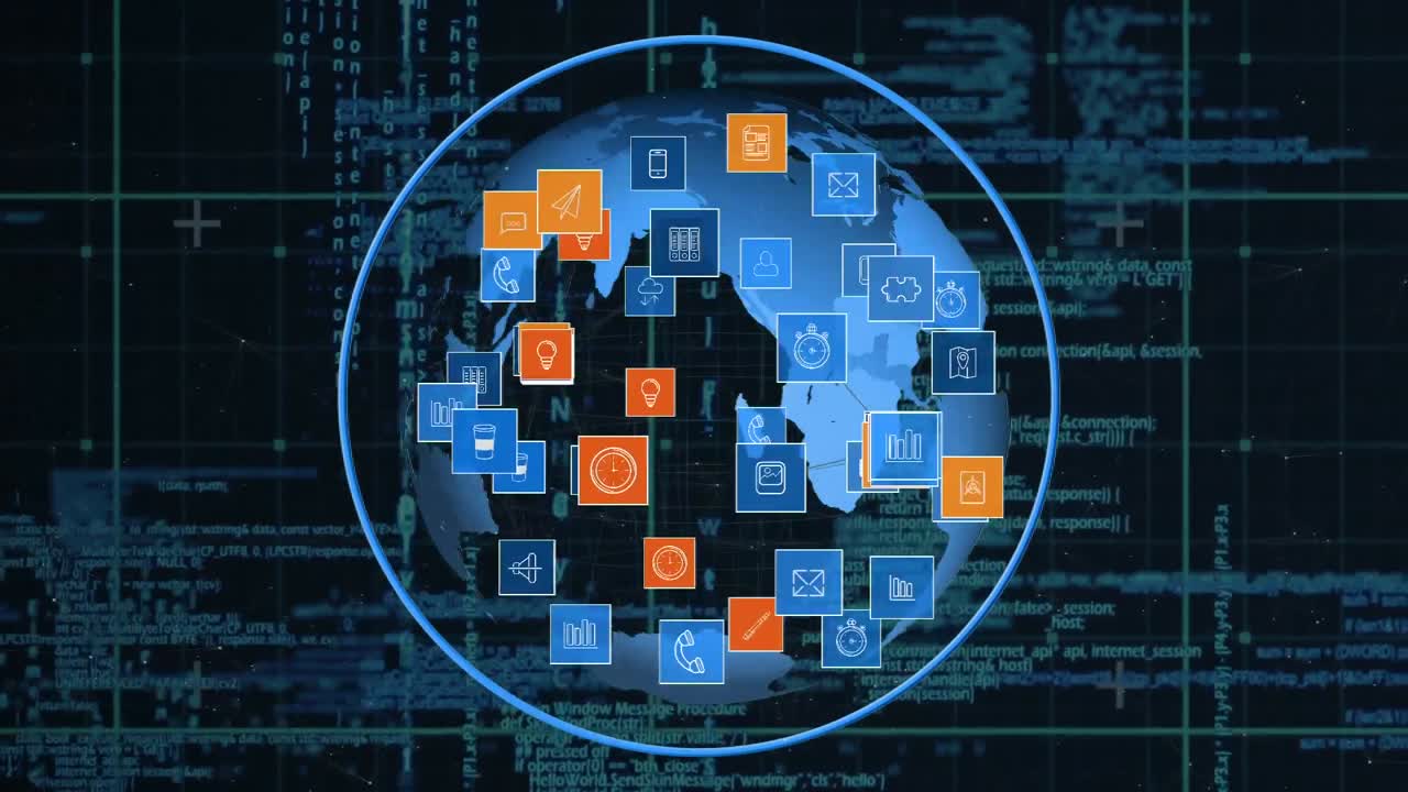 iconos de globos y aplicaciones digitales