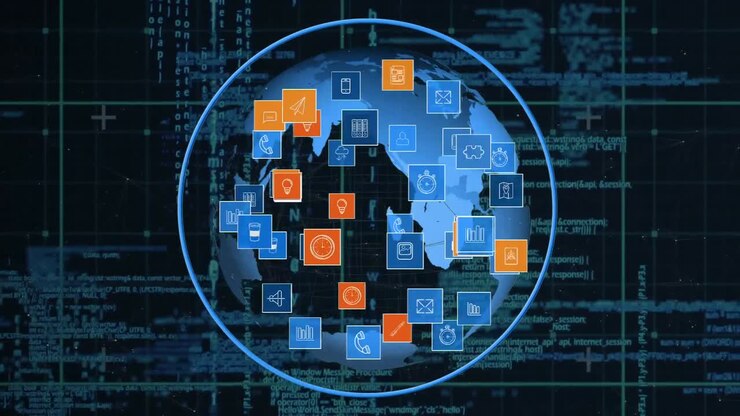 Globo e icone di app digitali