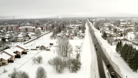 Establishing-shoot-of-highway-going-into-small-city