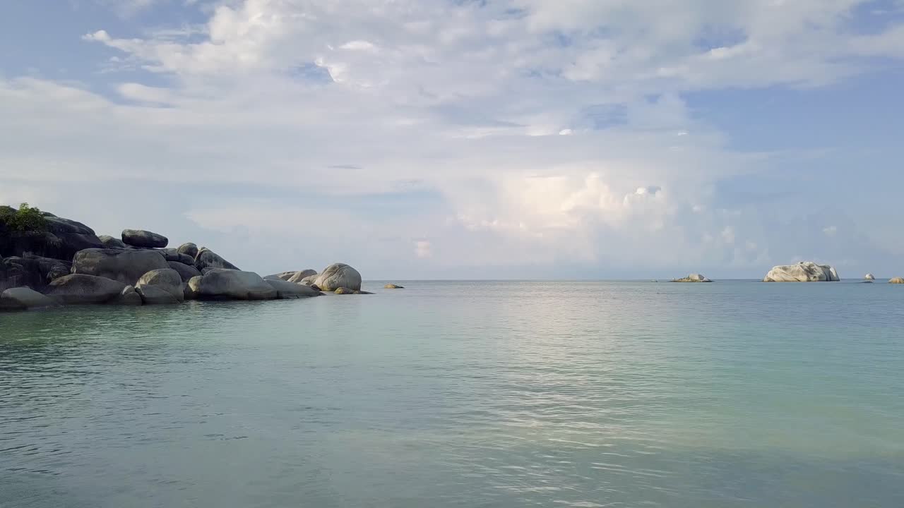 Aerial Drone Tanjung Tinggi and Kelayang Beach Belitung Island