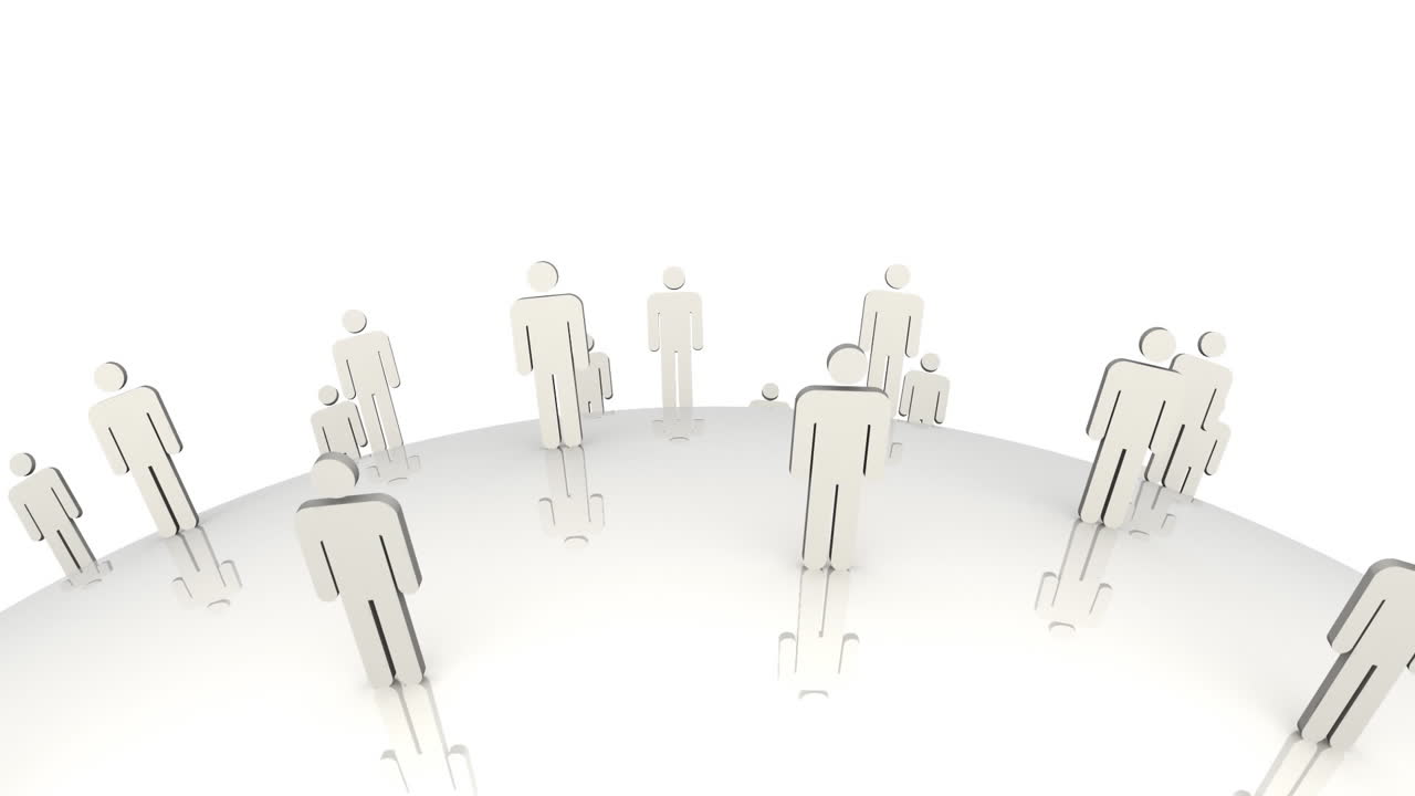 움직이는 지구 위에 서 있는 3d 남자들