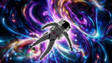 astronaut in a psychedelic space vortex