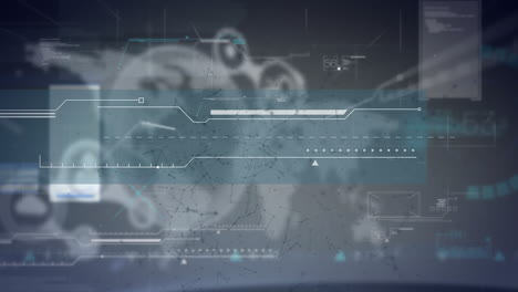 animation of data processing over globe on black background