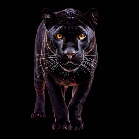 majestic black panther prowling animation isolated asset, transparent 4k video, alpha channel