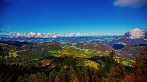 beautiful colorful landscape at the eagle's nest in germany with scenic views, timelapse