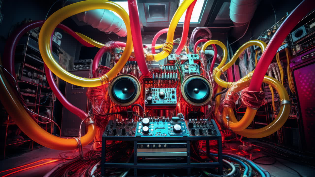 máquinas de música con altavoces hechas con ai