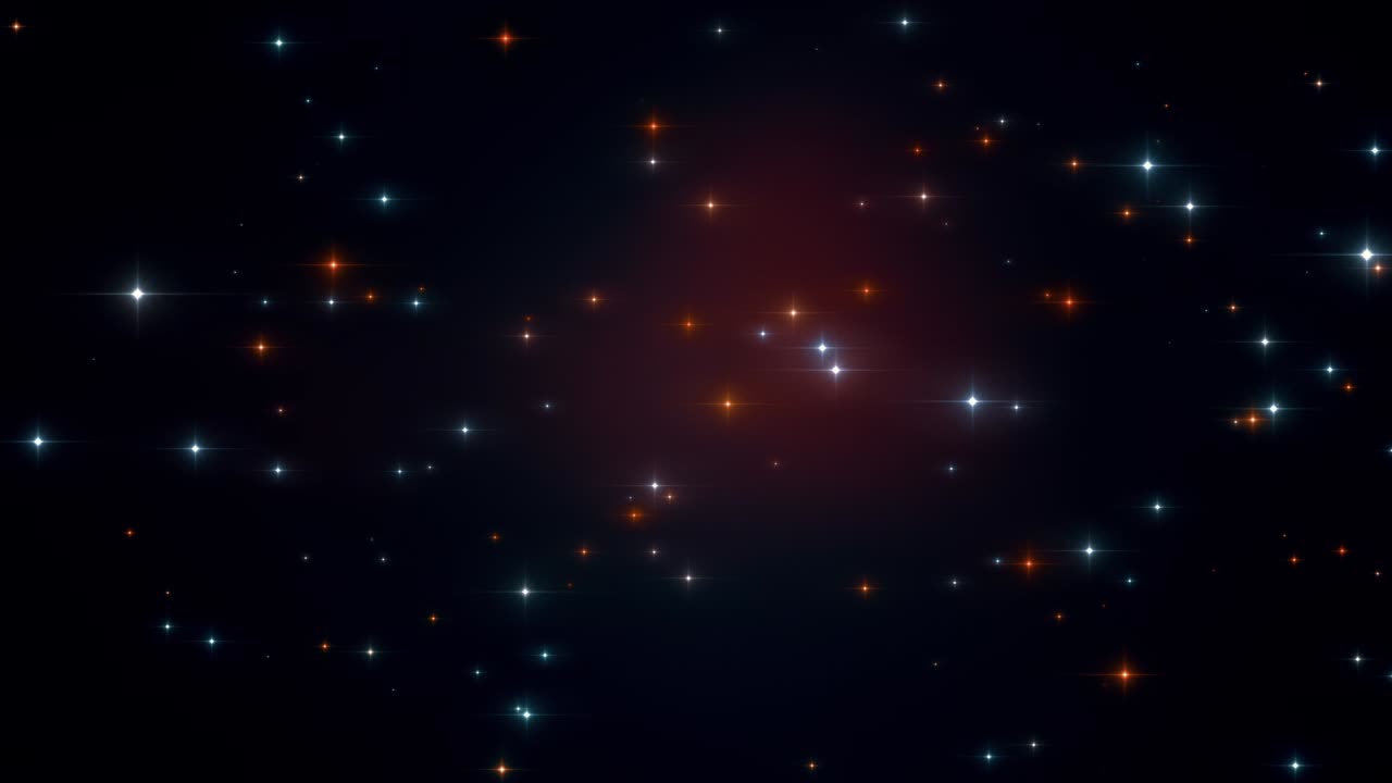 Scene with twinkling stars and with sparkling background