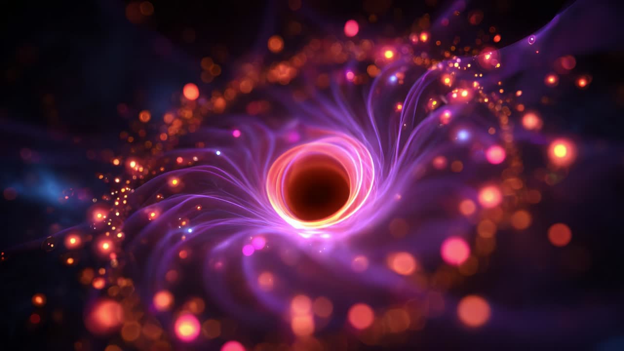 A Hypnotic Black Hole: Exploring the Mysteries of the Cosmic Abyss with Colorful Vortex Patterns and Ethereal Light Effects that Evoke the Wonder and Intrigue of the Universe's Darkest Secrets