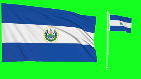 Greenscreen-Schwenkt-Die-Flagge-Oder-Den-Fahnenmast-Von-El-Salvador