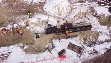 aerial view of winter construction site