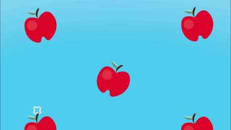 animación de patrón de manzanas y frutas frescas