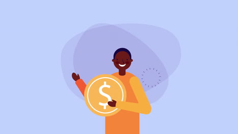 afro businessman worker with coins money