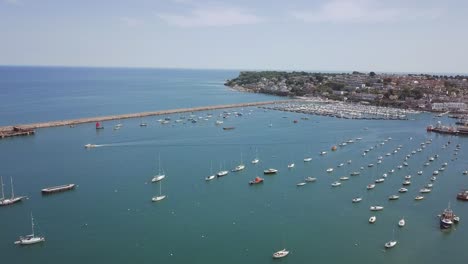 Flying-over-fleet-moored-in-the-Brixham-harbour