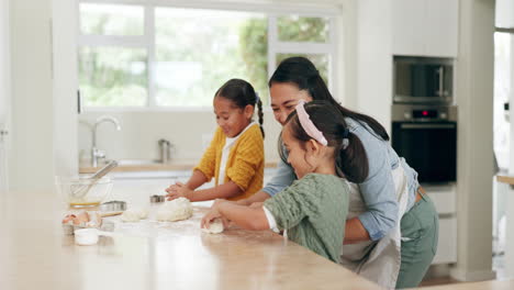 family, fun and mother baking with children