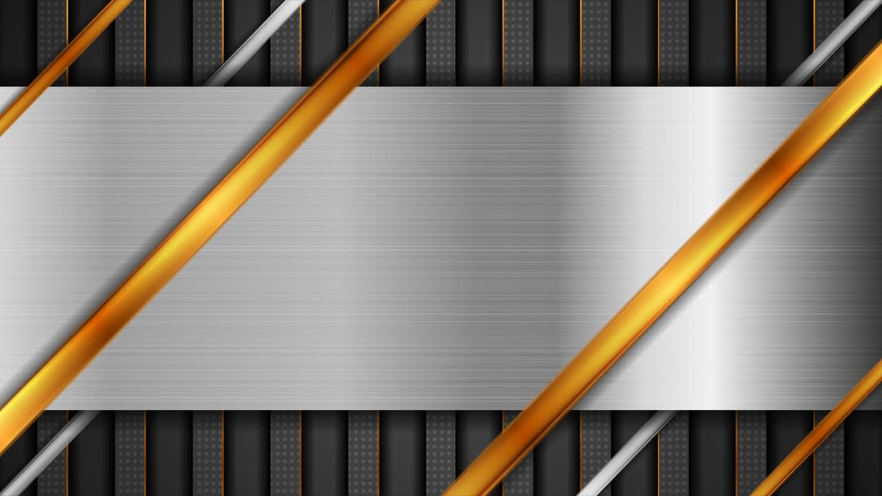 Abstract technology motion background with golden and silver stripes