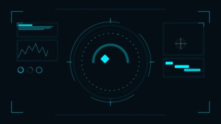 Antarmuka HUD Digital Futuristik dengan Elemen Pemuatan Berputar