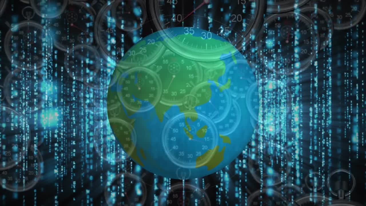 Animation of network of connections over clocks