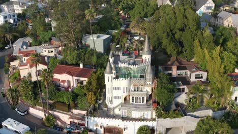 Aerial-View-of-castle-on-hillside