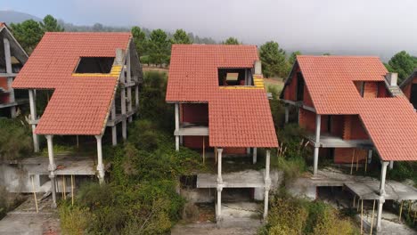 aerial view of unfinished houses construction