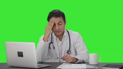 Stressed-and-tensed-Indian-doctor-Green-screen