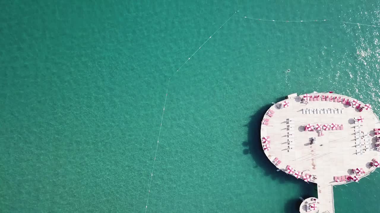 Aerial View of a Circular Pier Beach Club