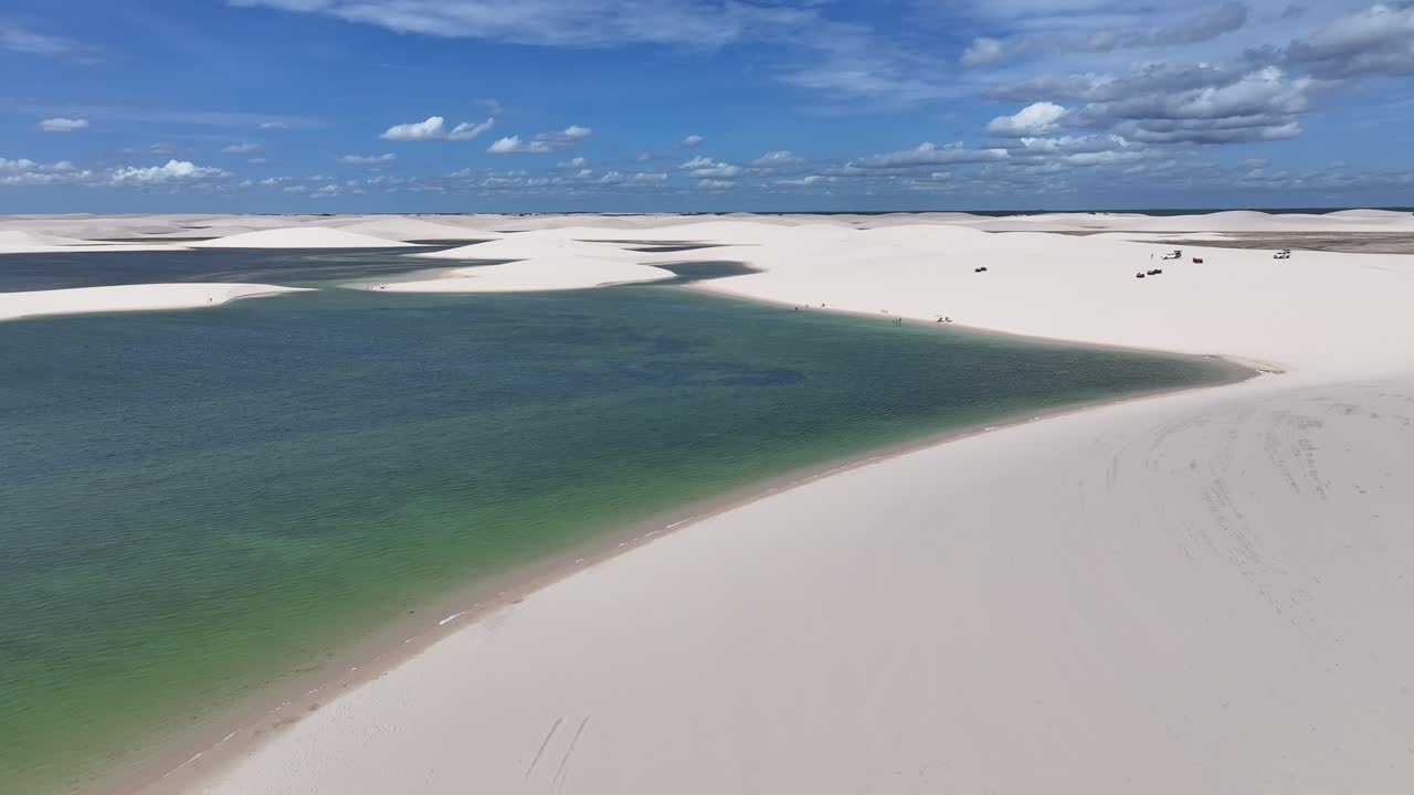 Lencois Maranhenses Skyline At Santo Amaro In Maranhao Brazil. Freshwater Lakes Landscape. Sand Dunes Mountains. Lencois Maranhenses Skyline At Maranhao. Tourism Travel. Nature Scene. Beach Background