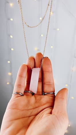 Rose Quartz Necklace with Gold Chain