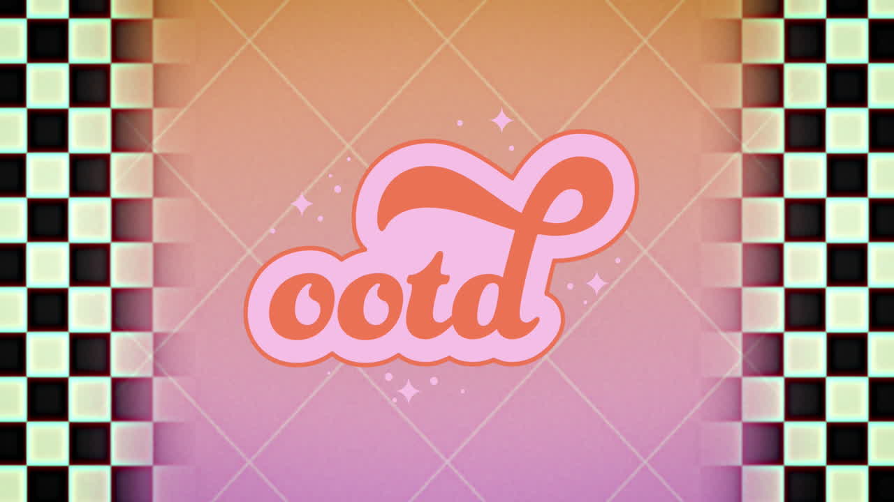 검은색과  ⁇ 색 배경의 ootd 텍스트의 애니메이션