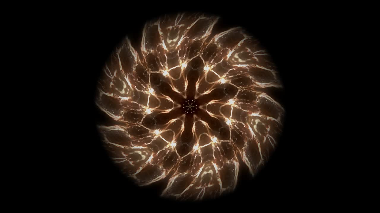 animación de un hermoso mandala dorado de la primera luz girando sobre un fondo negro, es un símbolo del chakra del plexo solar