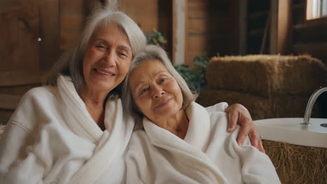 two senior women enjoying a relaxing spa day