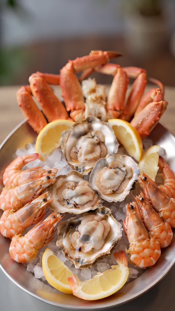 Delicious Seafood on Blurred Background 4K