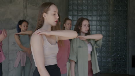 group of women practicing contemporary dance